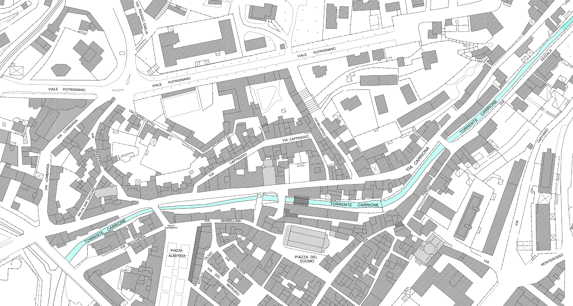 Mappa del centro storico di Carrara con i punti del festival